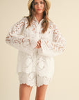 Floral Eyelet Pattern Shirt