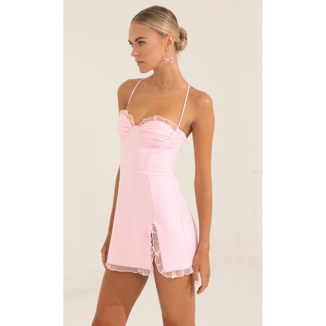 Lucy in The Sky Anise Corset Ruffle Dress in Pink SANITY Lucy in The Sky Anise Corset Ruffle Dress in Pink SANITY