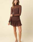 Nia Ruched Drop Waist Mesh Dress