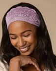 Wide Lace Elastic Headbands 2pc Set - Cherry Lacquer & Dusty Pink