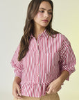 Violet Sleeve Peplum Button Down Top