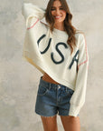 USA Rope Letter Sweater