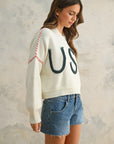 USA Rope Letter Sweater