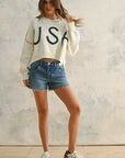 USA Rope Letter Sweater