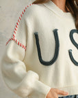 USA Rope Letter Sweater