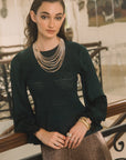 Gia Glitter Flared Knit Top