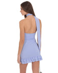 Lucy in the Sky Scarf Halter Ruffle Dress in Periwinkle Blue