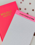 Everything is Fine - Lined Notepad - Perforated Sheets - Pink