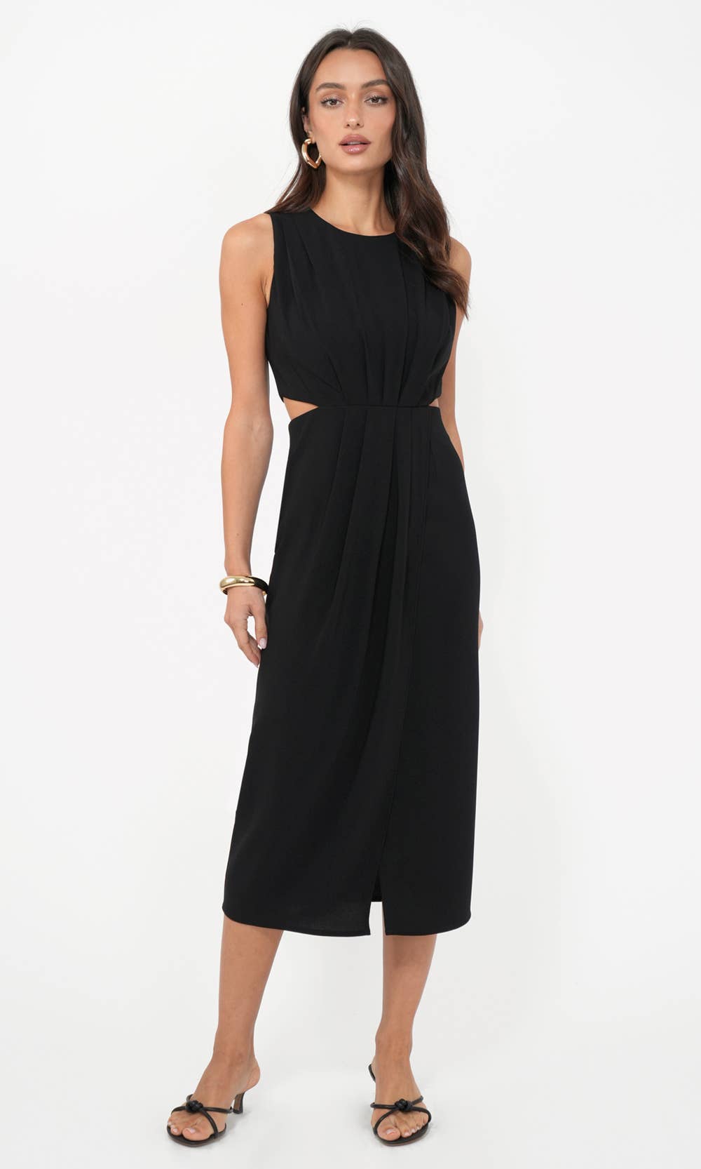 midi dress with cut out sides Veronica Beard Marisabel Cutout Midi Dress | Black