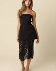 Jaya Strapless Lace Combo Midi Dress