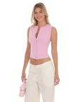 Lucy in The Sky Raya Ribbed Button Top
