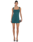 Satin Shift Dress in Teal
