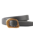 Stitched Clean Napa Leather Belt with Asymmetrical Buckle