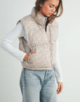 High Neck Floral Puffer Vest