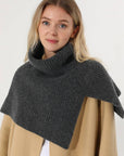 Ribbed Knit Turtleneck Shoulder Wrap Neck Warmer
