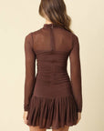 Nia Ruched Drop Waist Mesh Dress