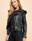 Janelle Ruffle Leather Jacket