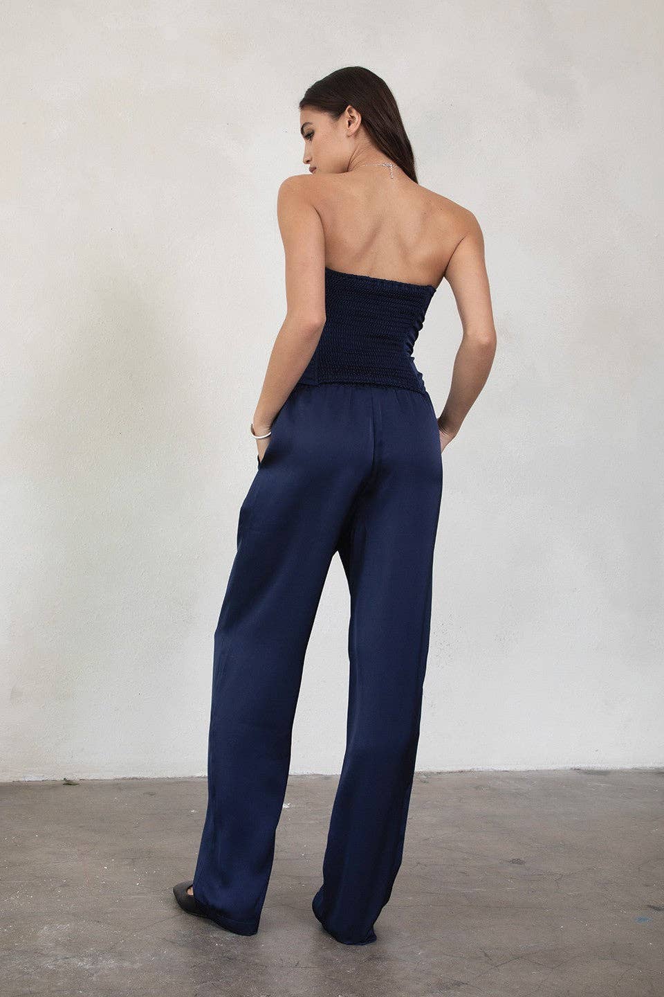 roughlow Otona satin pants ネイビー roughlow Otona satin pants