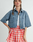 Button Front Cropped Shirt - BMJ7681