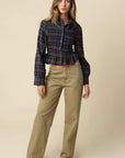 Nila Smocked Plaid Peplum Blouse