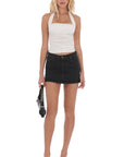 Lucy in the Sky Low Rise Denim Mini Skirt in Black