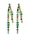 Green Ombre Crystal Layered Duster Statement Earrings