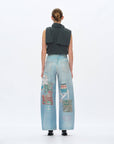 Patchwork Barrel Leg Jean