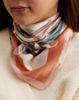 Equestrian-Inspired Silk-Texture Scarf – Elegant Square Scarf with Buckle & Tassel Design