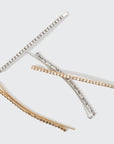Metal Rhinestone Extra Long Bobby Pins 4pc Set - Gold/Silver