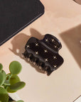 Recycled Plastic Rhinestone Medium Puffy Claw Clip 1pc-Black