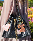 Hand-Painted Rosé Bag Charm + Keychain | Eco-Friendly