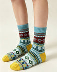 Retro Geometric Knit Crew Socks Winter Warm Ethnic Socks