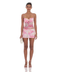 Lucy in The Sky Twist Floral Mesh Two Piece Set in Pink