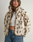 Titi Floral Print Fluffy Fleece Jacket