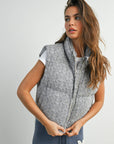 High Neck Floral Puffer Vest