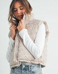 High Neck Floral Puffer Vest