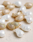 Sparkling Vintage Chunky Gold & Pearl Drop Holiday Earrings