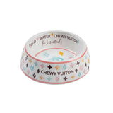 White Chewy Vuiton Dog Bowl - 3 Sizes!! Dog Food Bowl