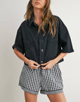 Button Front Cropped Shirt - BMJ7681