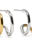 Double Huggie Hoop- TwoTone Steel earrings 18K Gold PVD