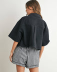 Button Front Cropped Shirt - BMJ7681
