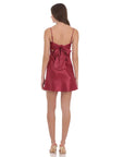 Lucy in the Sky Satin Sweetheart Neck Dress in Wine