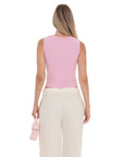 Lucy in The Sky Raya Ribbed Button Top
