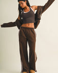 Side Stripe Cropped Zip Up Hoodie