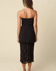 Jaya Strapless Lace Combo Midi Dress