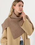 Ribbed Knit Turtleneck Shoulder Wrap Neck Warmer