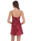 Lucy in the Sky Satin Sweetheart Neck Dress in Wine