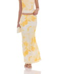 Floral Cowl Neck Two Piece Set in Yellow