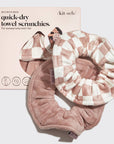 Microfiber Quick-Dry Towel Scrunchie 2PC- Terracotta Checker