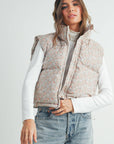 High Neck Floral Puffer Vest